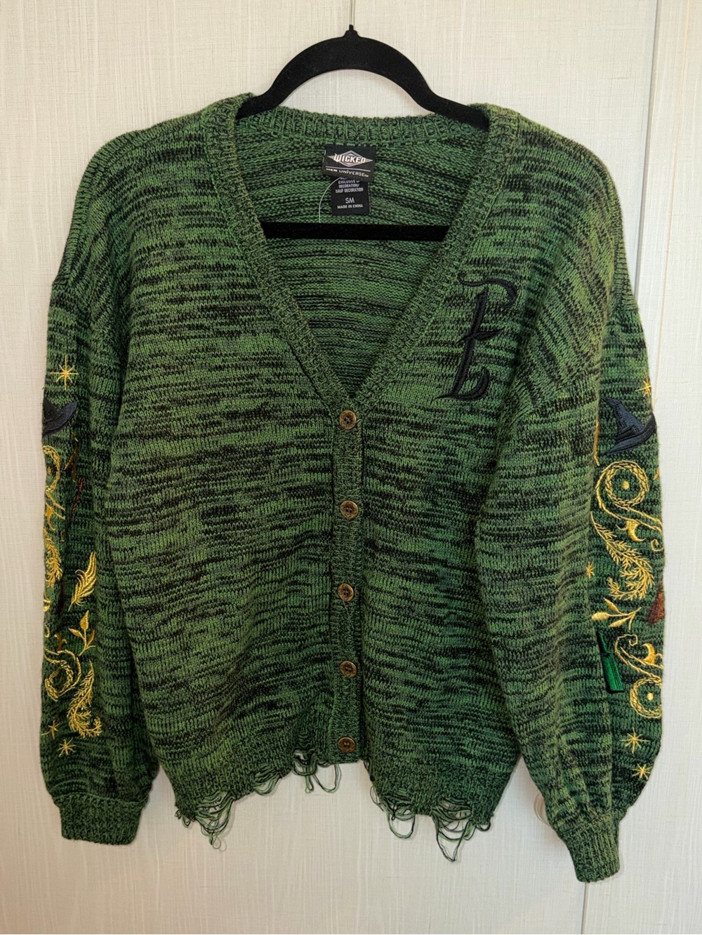 Wicked Elphaba Embroidered Cardigan Sweater Size Small Green Her Universe